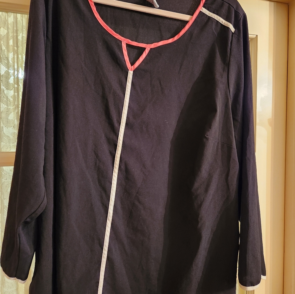 Catherines Black Top with Pink and White Accents
